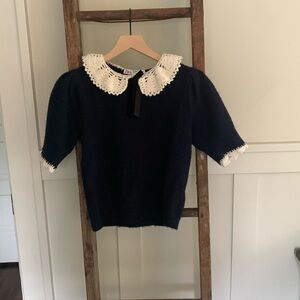 zara navy bow knit sweater
